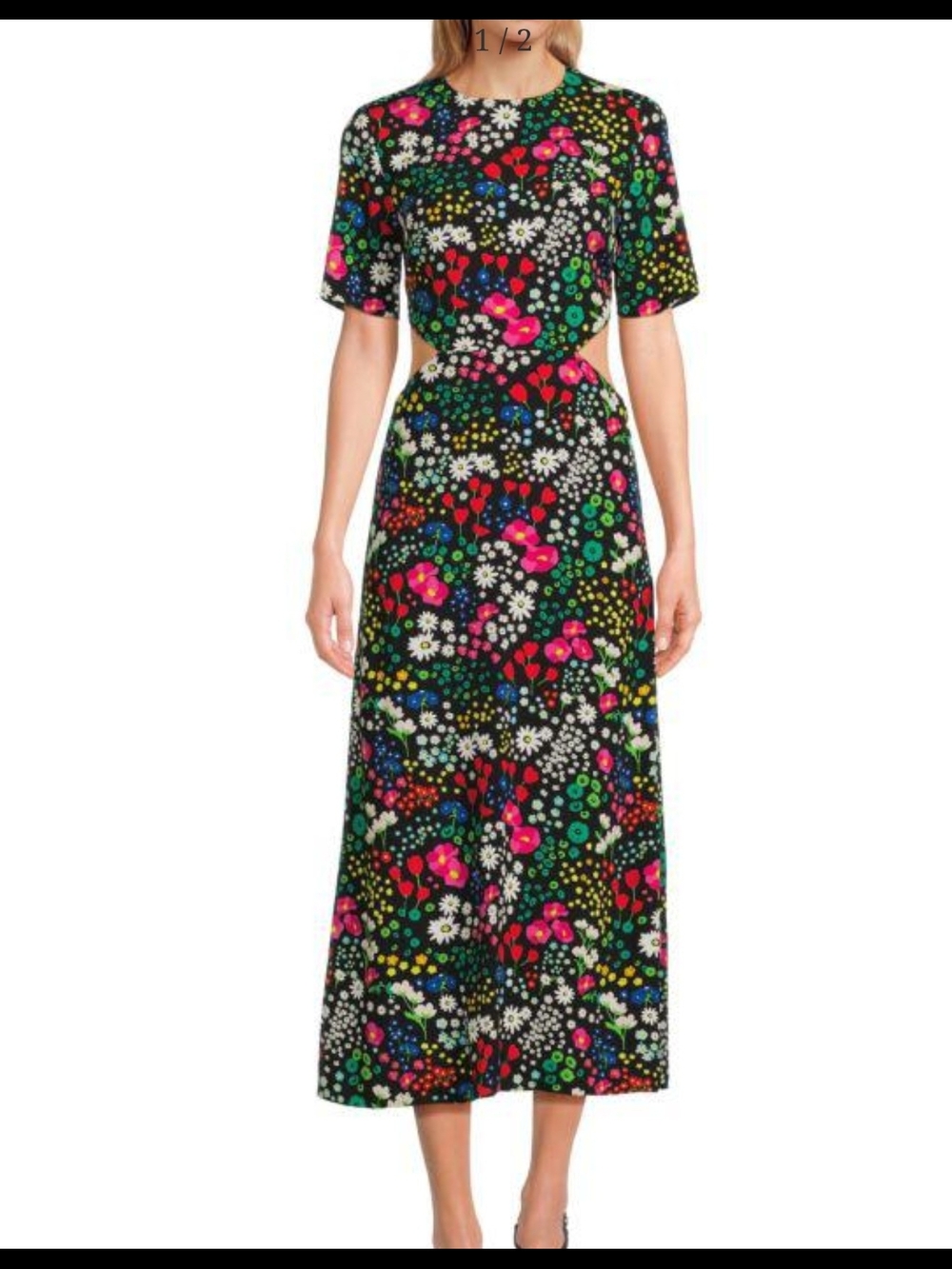 NWT The Kooples Vibrant Floral Midi Dress with Back Cutout